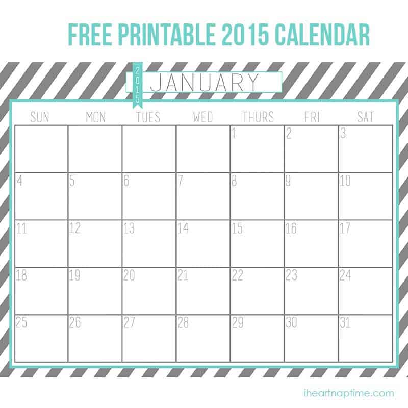 2015 free printable calendar on iheartnaptime.com -perfect for getting organized in the New Year!