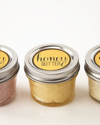 sweet and savory compound butter in mini mason jars with labels