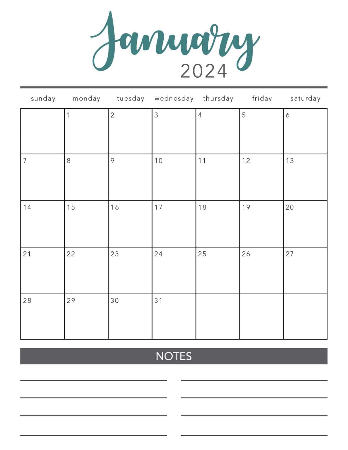 FREE 2024 Printable Calendar Template - I Heart Naptime