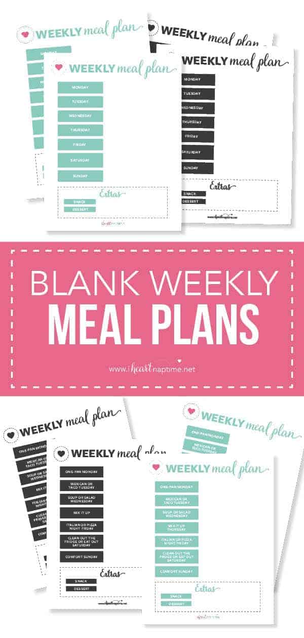 FREE Printable Weekly Meal Plan Templates - I Heart Naptime