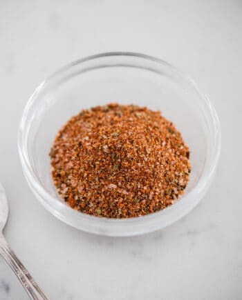 hamburger seasoning in a glass bowl