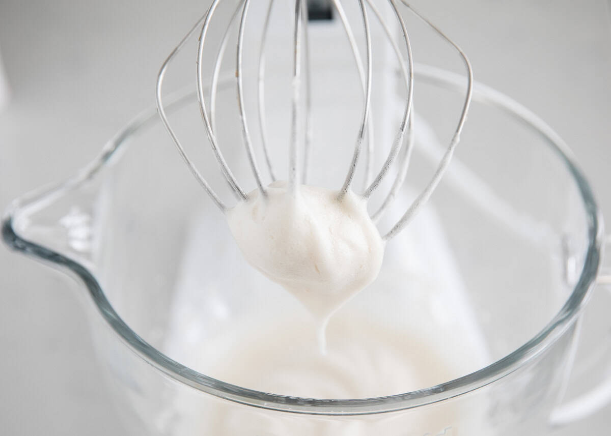 Whipping egg whites for divinity candy.