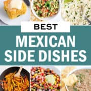 A collage of photos showing Mexican side dishes.