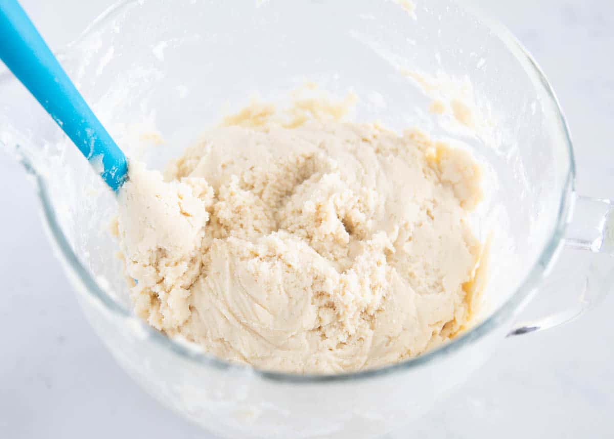 Ricotta cheese cookie dough in bowl.