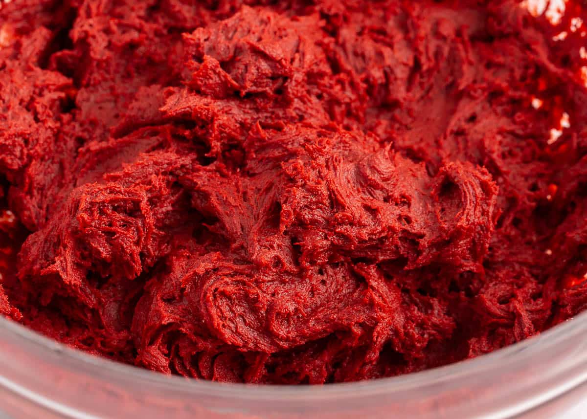 Red velvet cake mix cookie batter. 