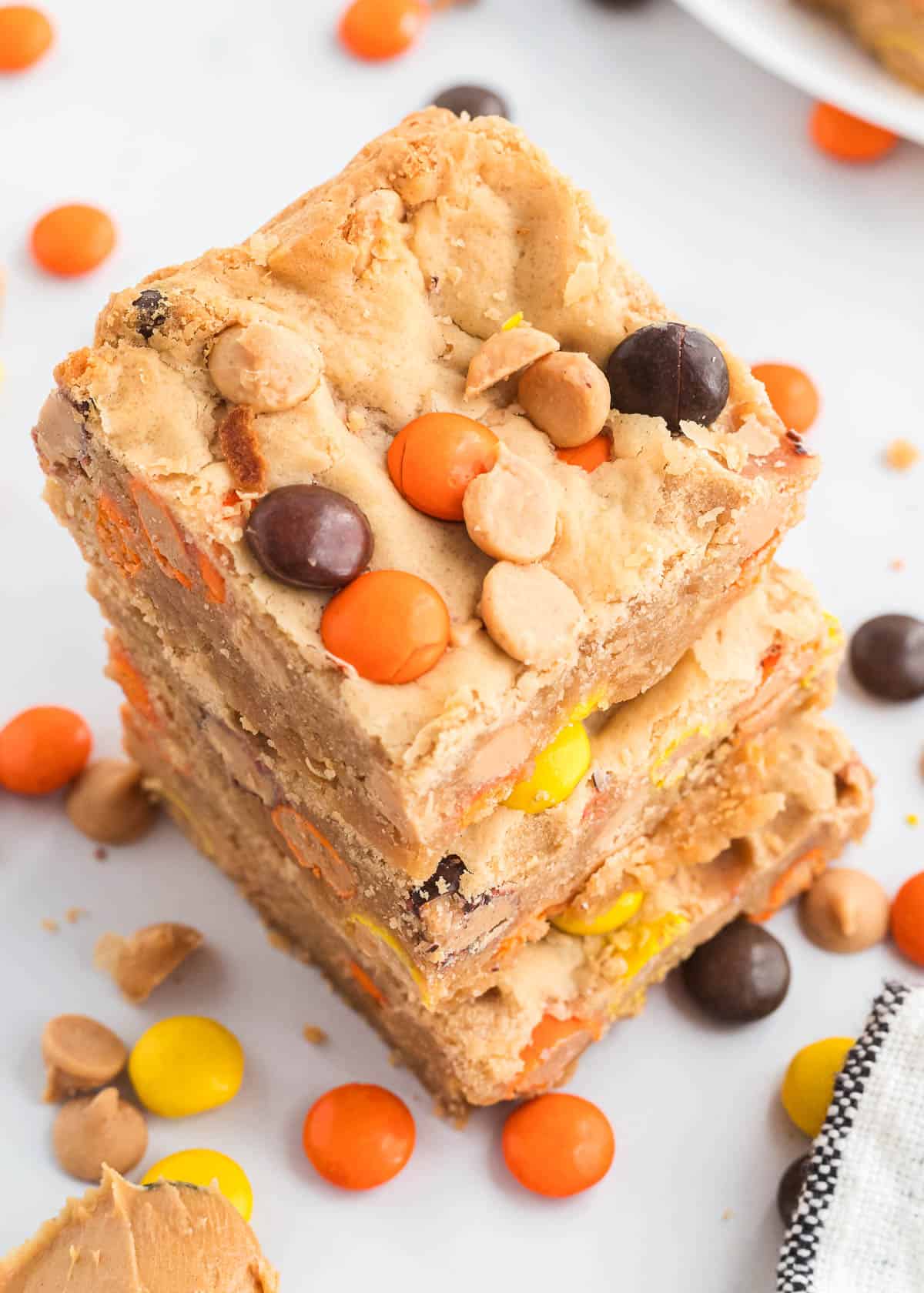 A stack of peanut butter blondies.