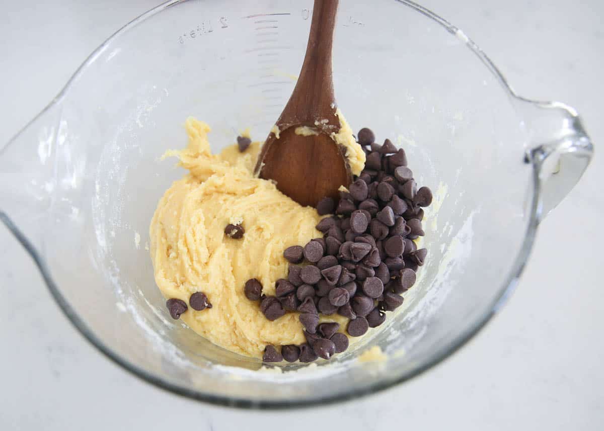 Cake mix cookie dough batter with chocolate chips