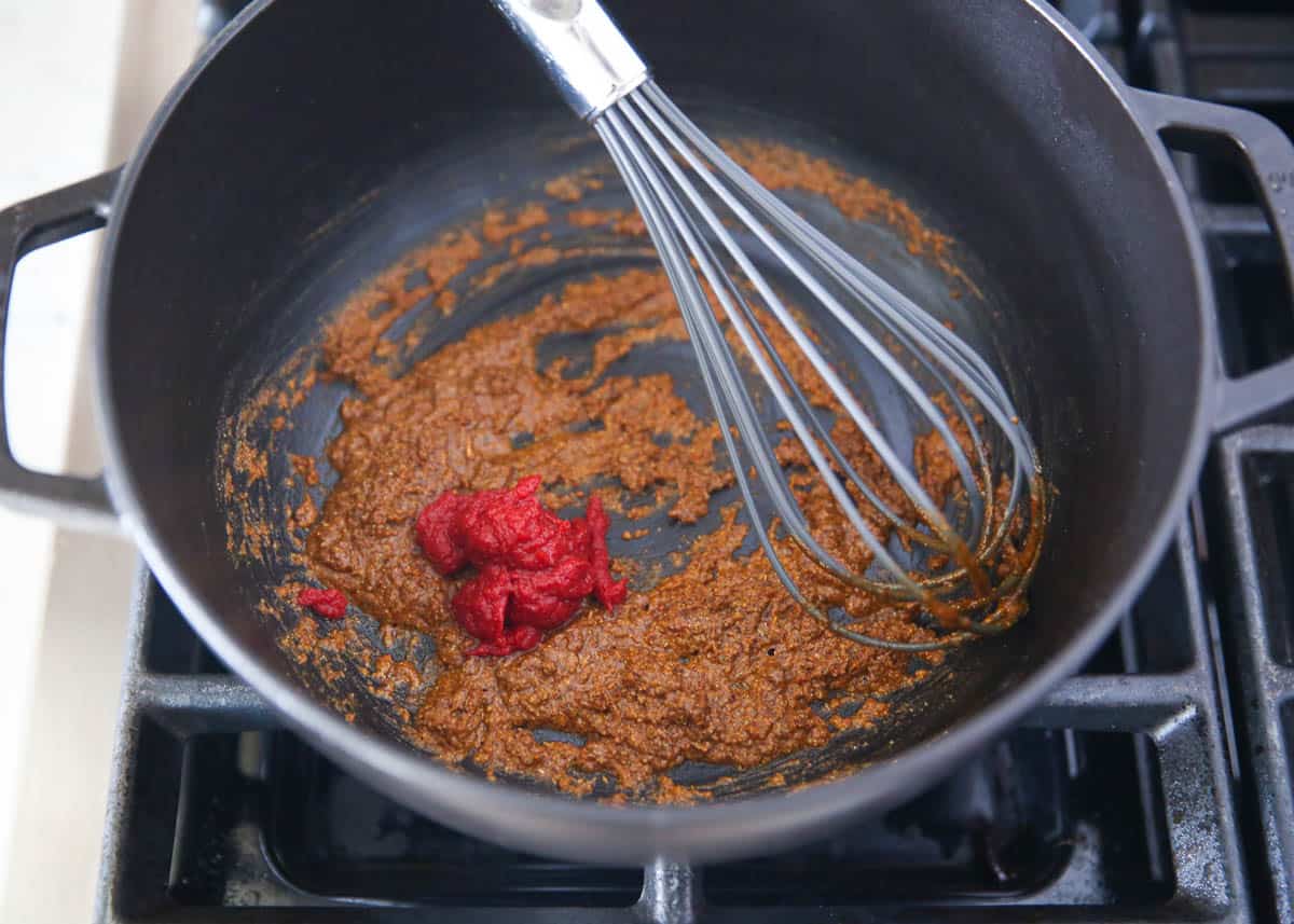 Making a roux for enchilada sauce.