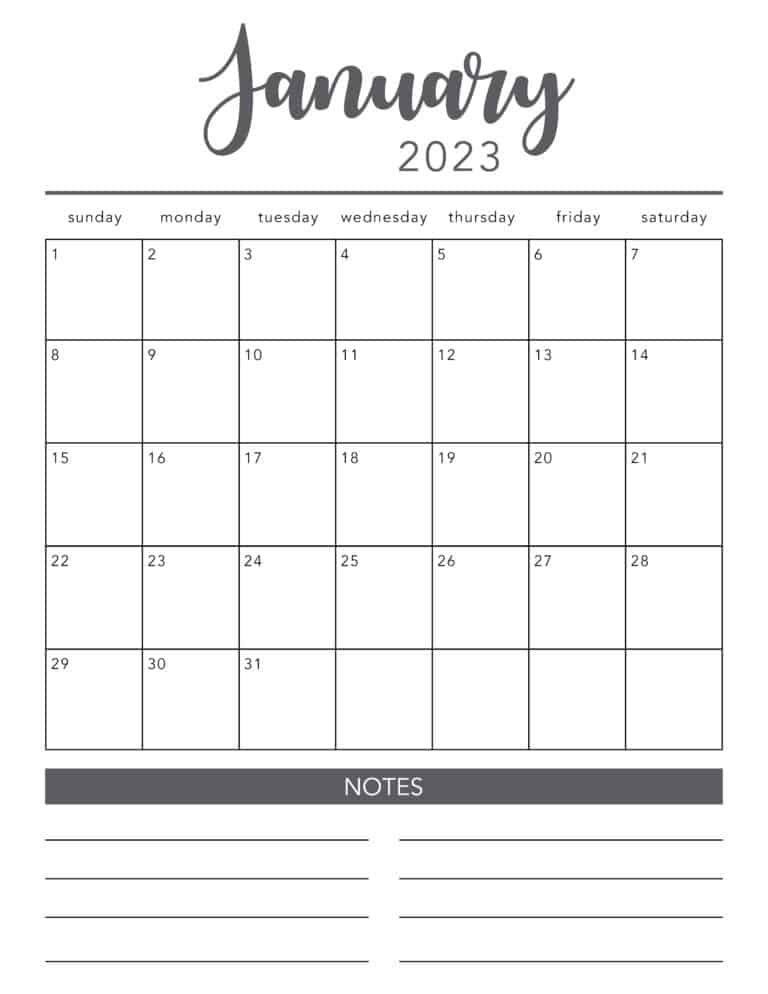 FREE 2023 Printable Calendar Template - I Heart Naptime