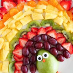 Turkey fruit platter on a plate.