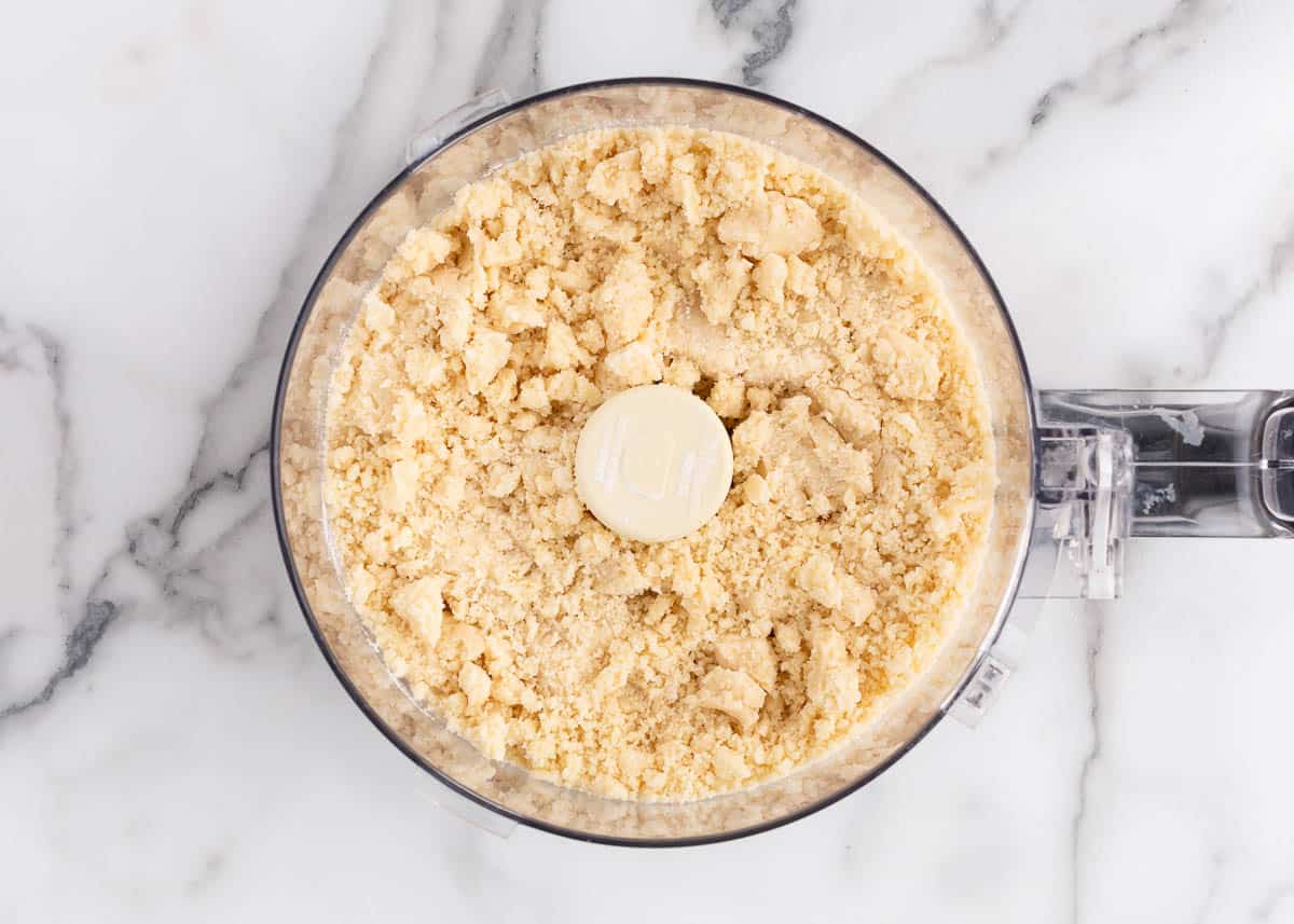 Making a shortbread crust in a food processor.