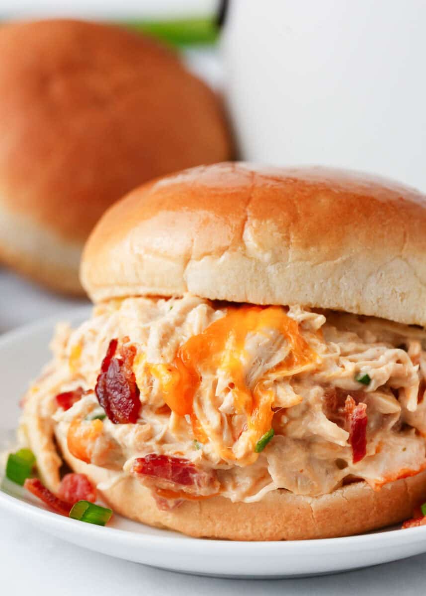 Slow cooker crack chicken sandwich.