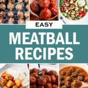 A photo collage of easy meatball recipes.