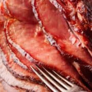 Sliced honey baked ham.