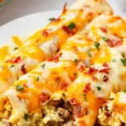 A plate of breakfast enchiladas