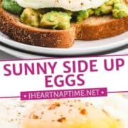 Sunny side up eggs on avocado toast.