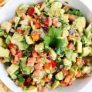 Avocado salsa in a bowl.