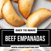 Beef empanadas on a plate with cut open.