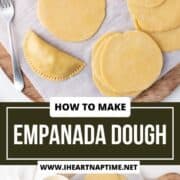 Unbaked empanada discs on board.