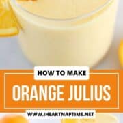 Orange julius in a glass garnished with an orange slice.