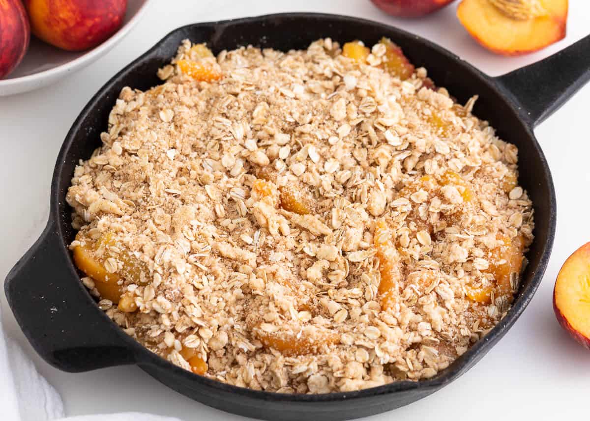 Unbaked peach crisp.