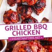 Grilled BBQ chicken on parchment paper.