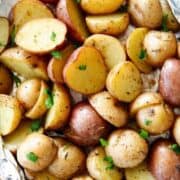 Grilled potatoes in foil.