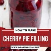 Cherry pie filling in a mason jar.