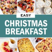 Showing a photos of Christmas breakfast ideas in a collage.