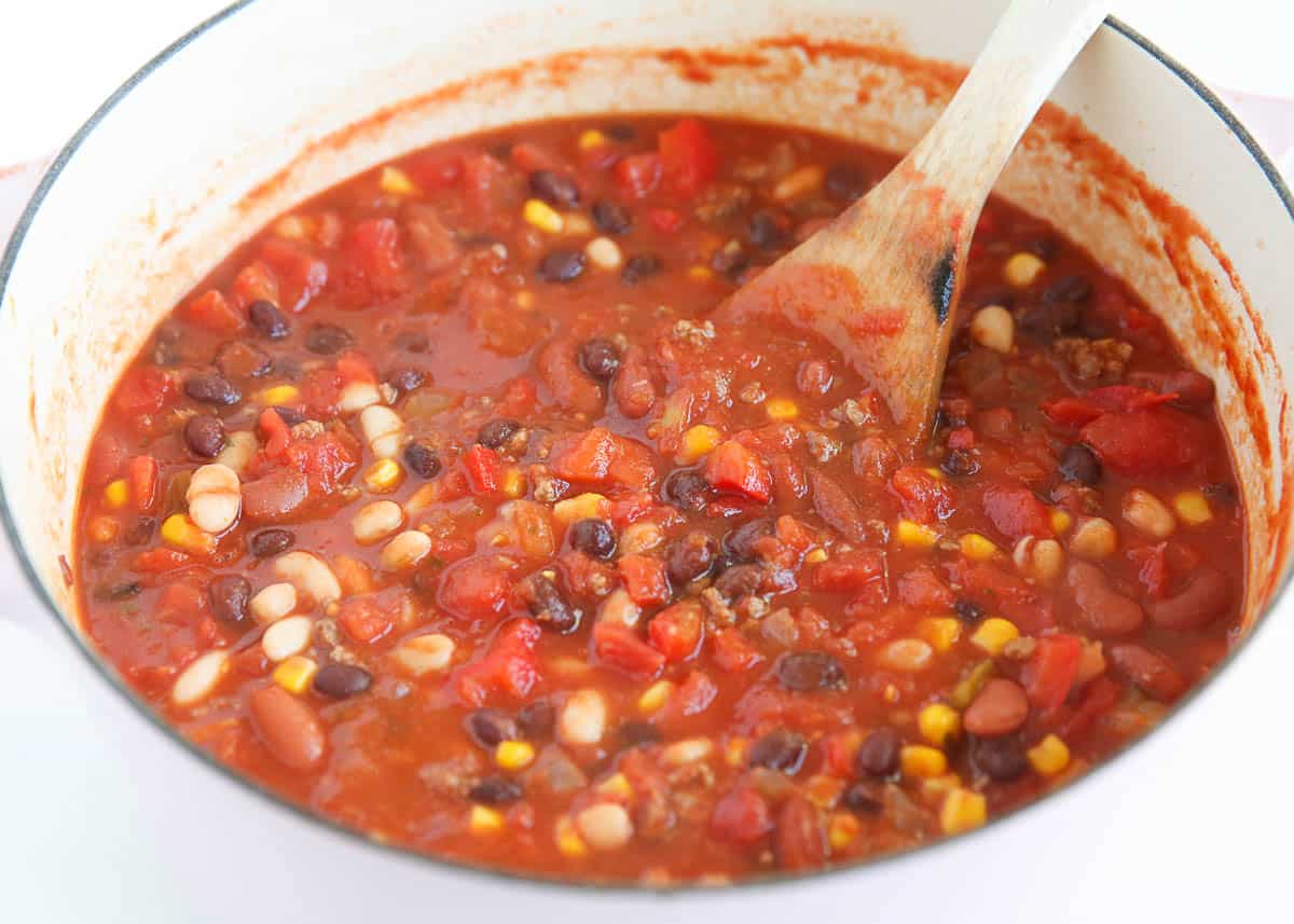 A pot of taco soup.