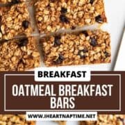 Oatmeal breakfast bars cut into squares.