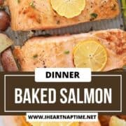 Baked Salmon on a baking sheet.