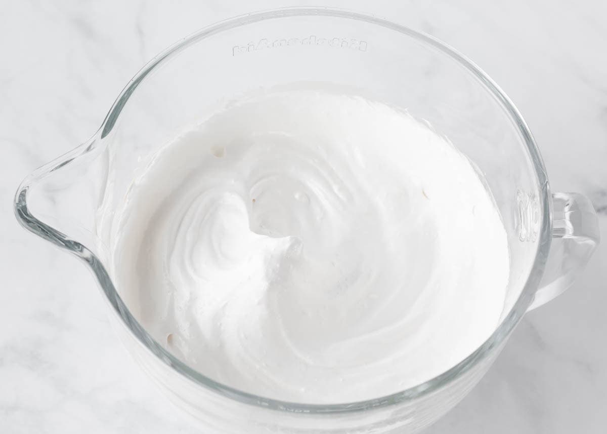 Whipped egg whites.