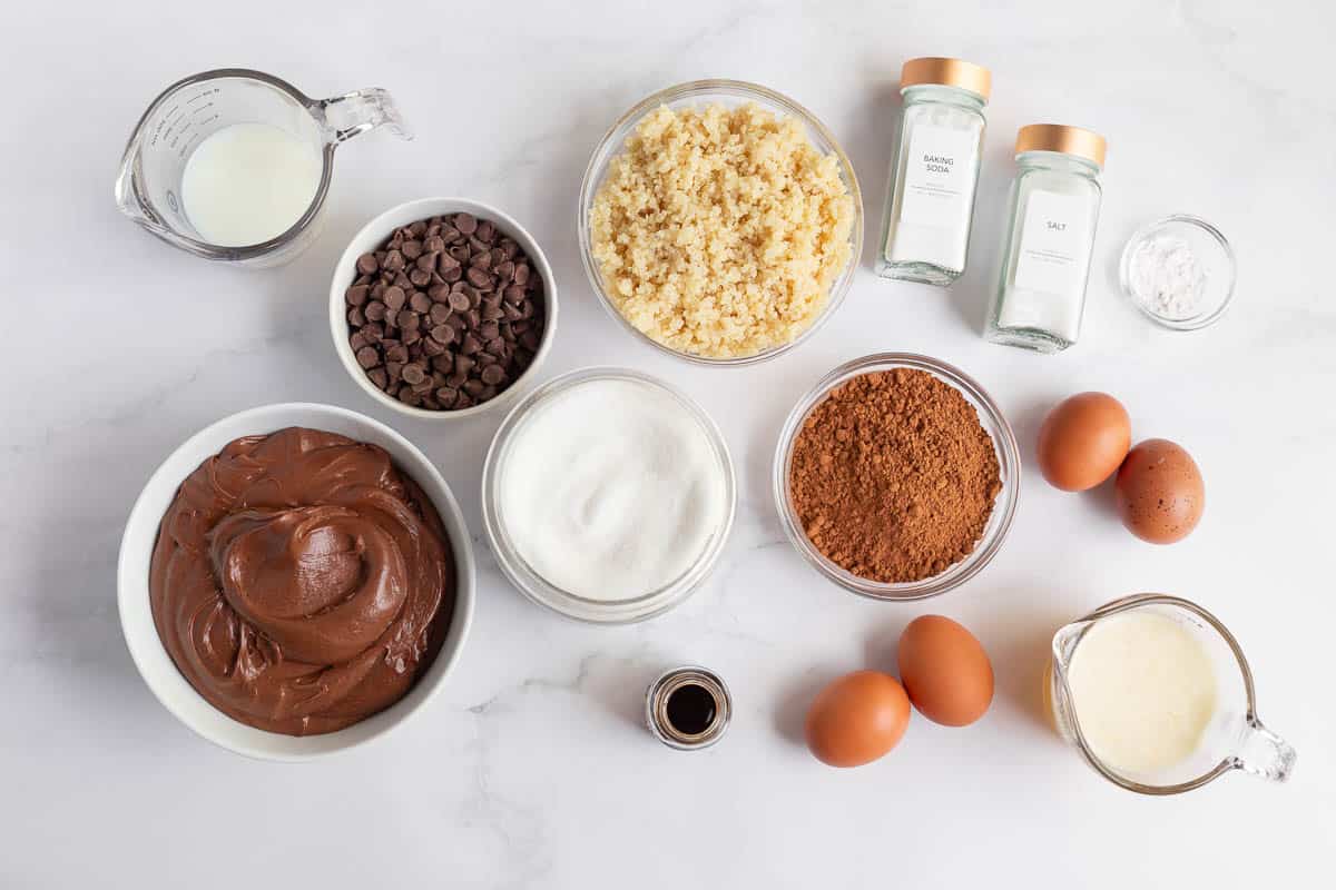 Gluten free chocolate cake ingredients.