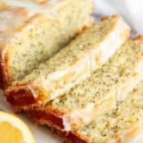 Sliced lemon poppyseed bread.