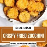 Crispy fried zucchini in a bowl and dipped into ranch.