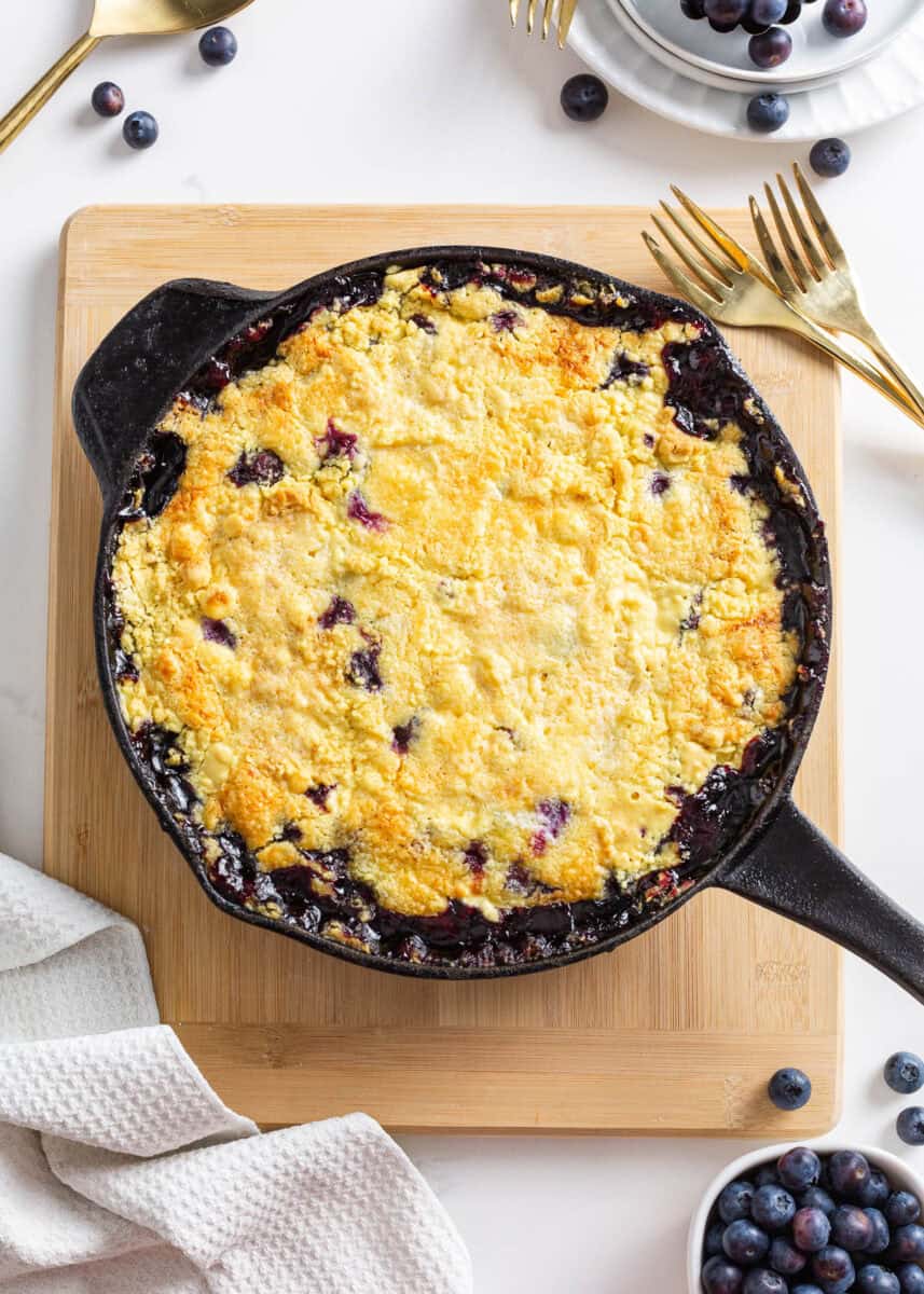 Baked blueberry dump cake.