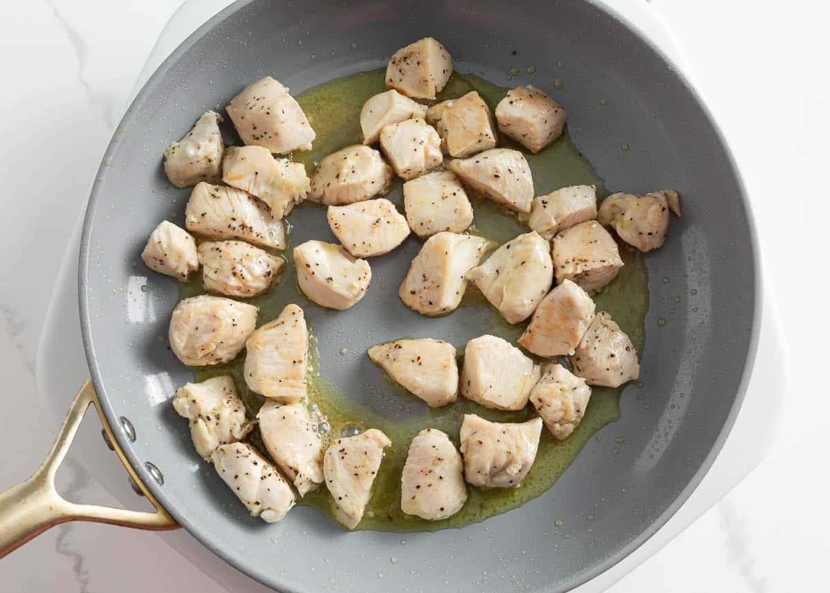 Chicken in a skillet.