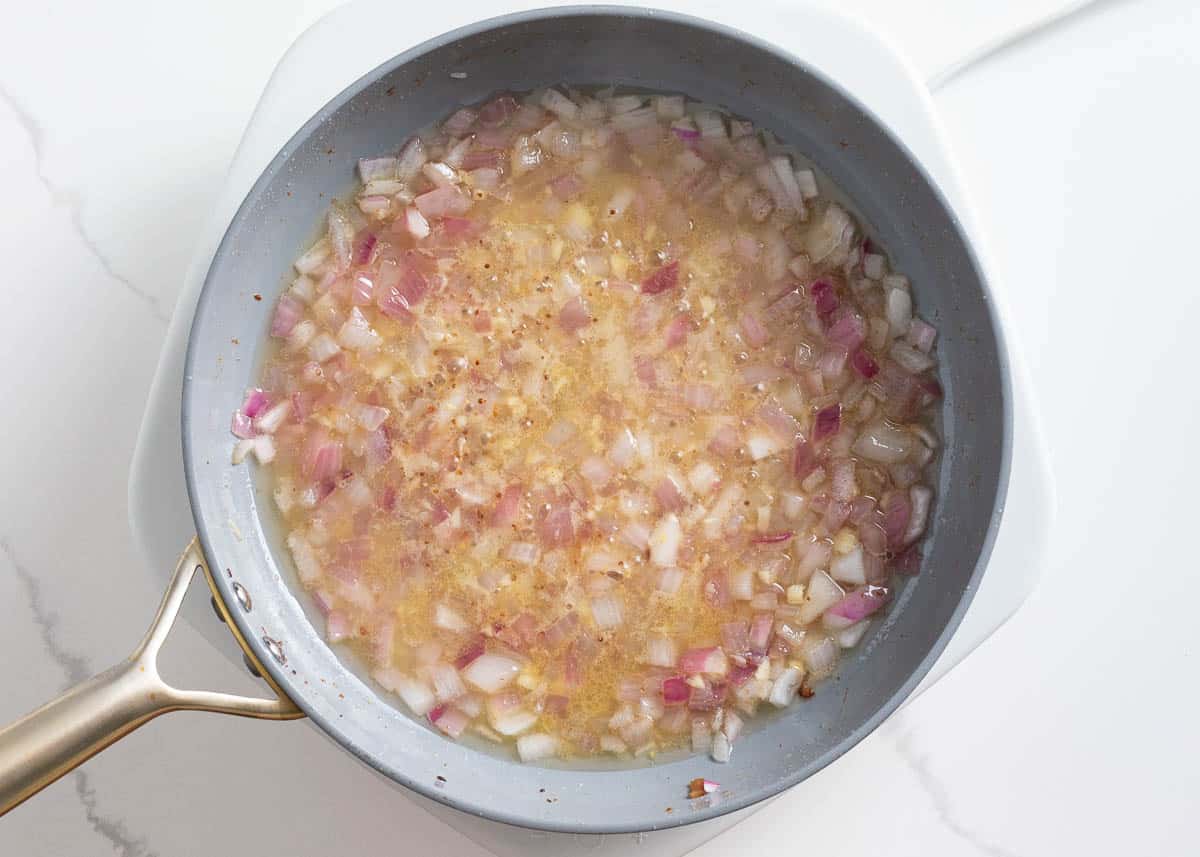 Onion sauteed in large skillet.