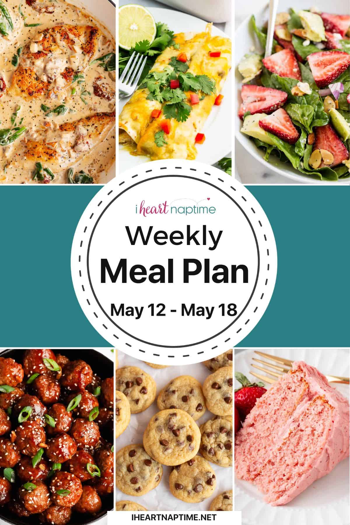 A weekly meal plan photo collage for I Heart Naptime. 