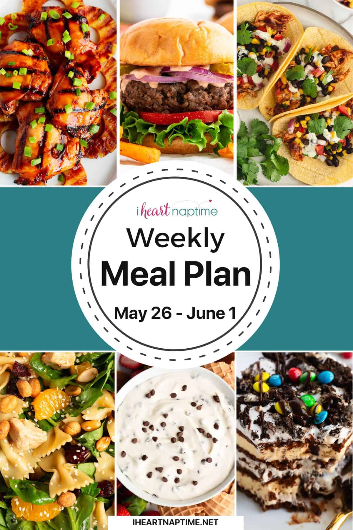 A collage of photos for weekly I Heart Naptime meal plan.