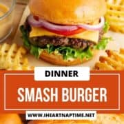 Smash burger with fries.