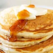 A stack of sourdough pancakes.