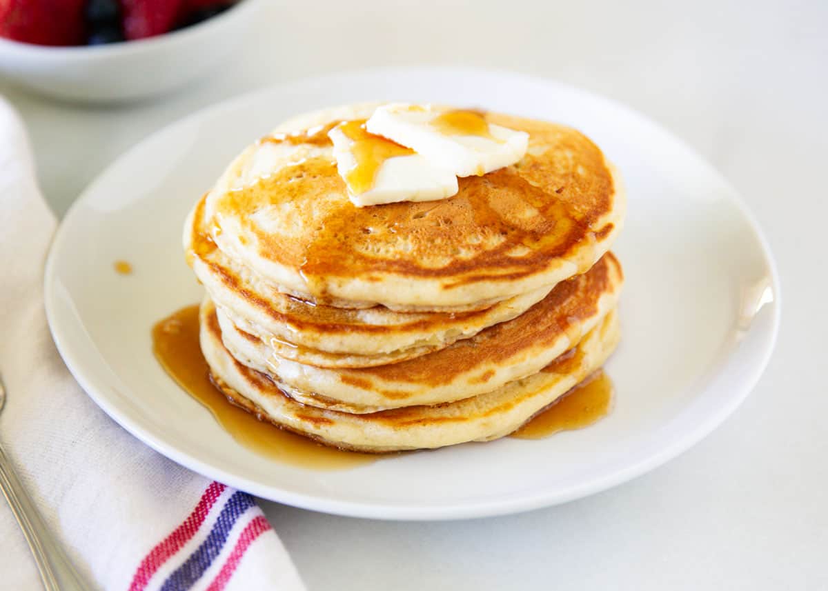 Sourdough pancakes on a plate.