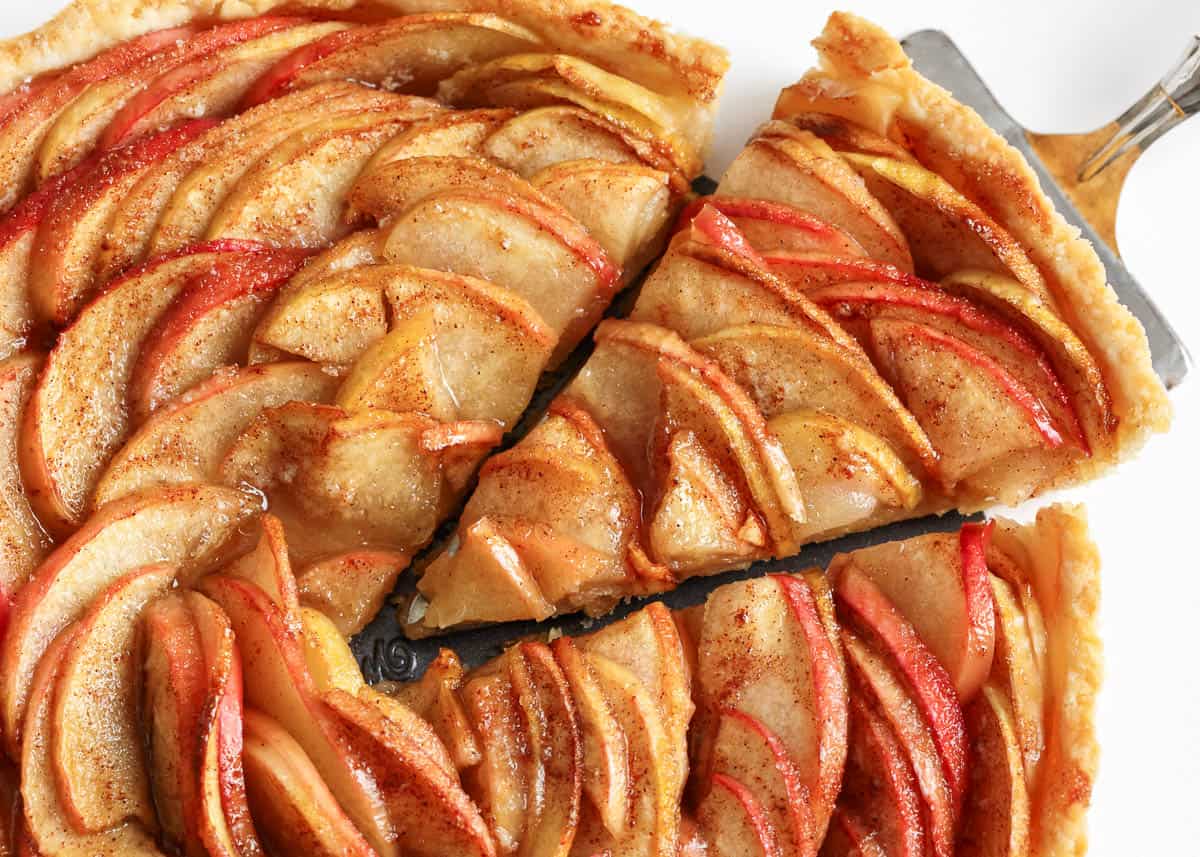 Sliced apple tart.