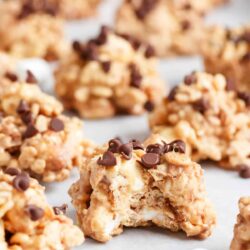 No bake avalanche cookies on parchment paper.