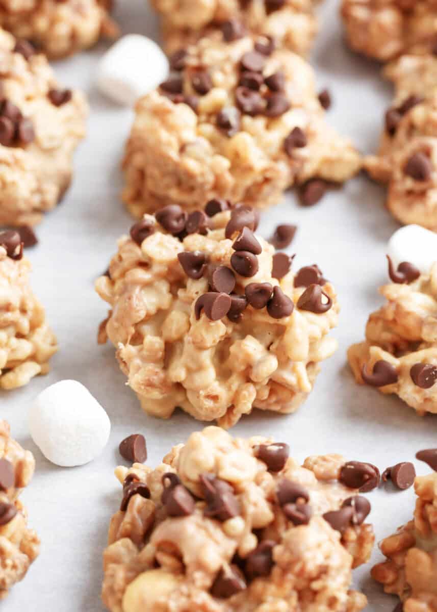 Avalanche cookies on parchment paper.