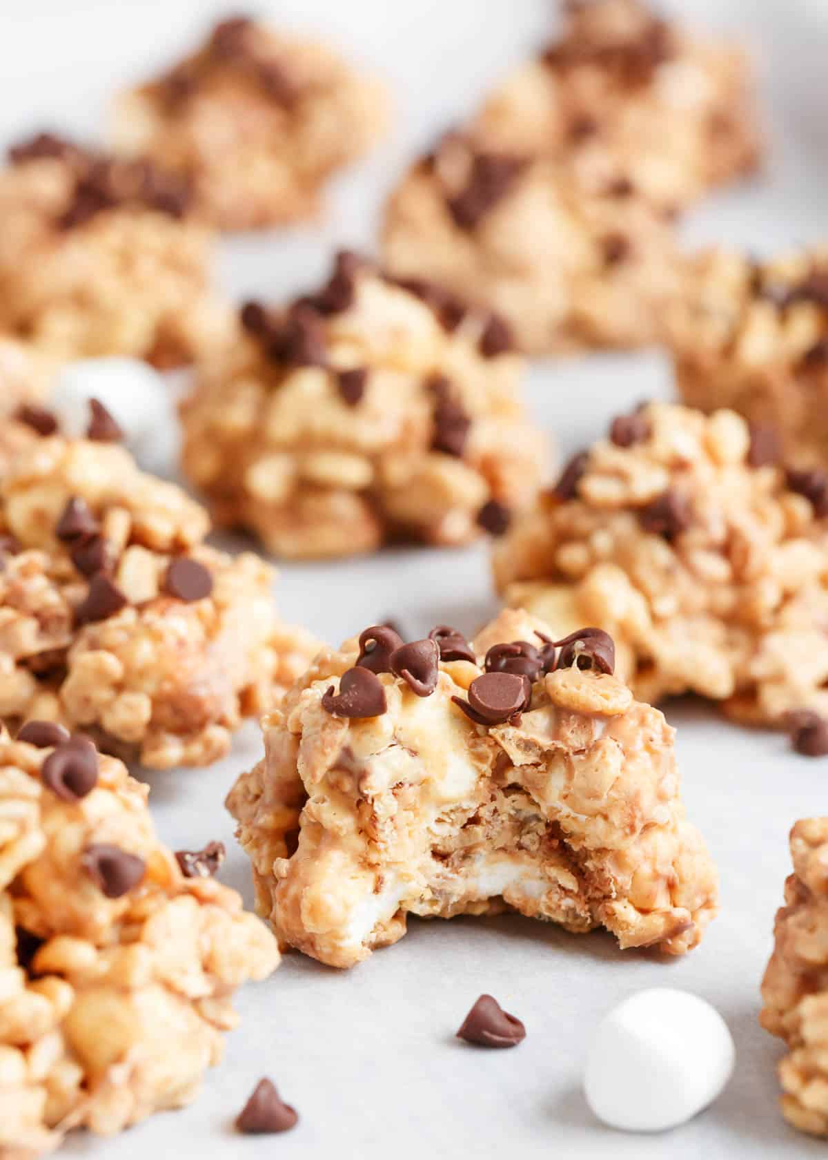 No bake avalanche cookies on parchment paper.