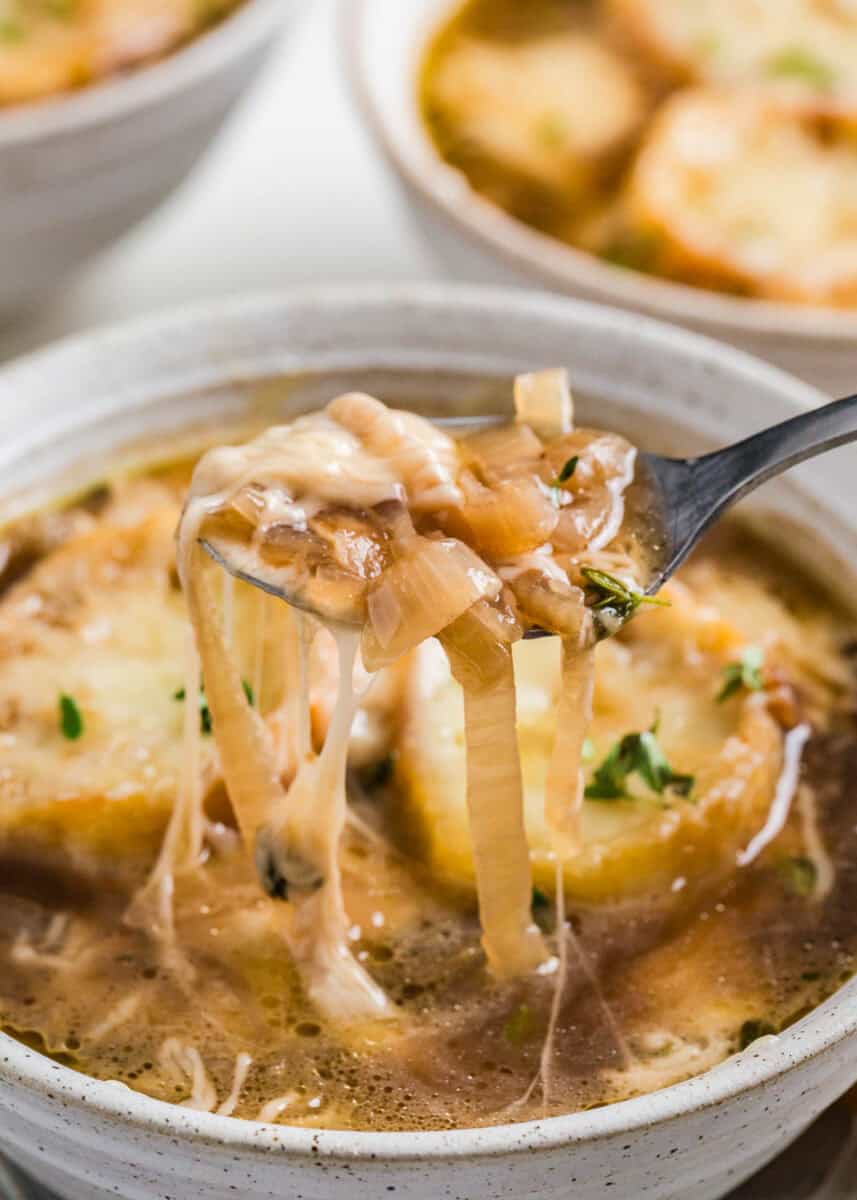 Bowl of onion soup.