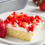 Strawberry shortcake bars on a plate.